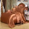 Comfort Bed Store Luxurious Soft Satin 5 Piece (1 Flat Sheet + 1 Fitted Sheet + 1 Duvet Cover + 2 Pillow Cases) Comfortable Bed Sheet Set with 18 inches Deep Pocket, Brown, Queen view 2