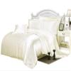 Comfort Bed Store Luxurious Soft Satin 5 Piece (1 Flat Sheet + 1 Fitted Sheet + 1 Duvet Cover + 2 Pillow Cases) Comfortable Bed Sheet Set with 18 inches Deep Pocket, Ivory, Queen view 1