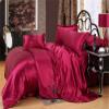 Comfort Bed Store Luxurious Soft Satin 5 Piece (1 Flat Sheet + 1 Fitted Sheet + 1 Duvet Cover + 2 Pillow Cases) Comfortable Bed Sheet Set with 18 inches Deep Pocket, Burgundy, Queen view 2