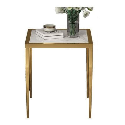 Coffee Tables WFF Square with Marble Look-Modern Lightweight Metal Furniture-for Bedside/Corridor/Living Room