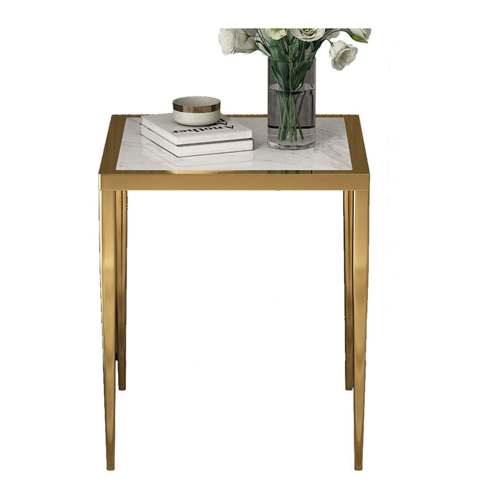 Coffee Tables WFF Square with Marble Look-Modern Lightweight Metal Furniture-for Bedside/Corridor/Living Room