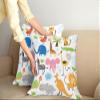 Ambesonne Animal Throw Pillow Cushion Cover Pack of 2, Giraffe Elephant Zebra Turtle Kids Nursery Baby Themed Cartoon Comic Print, Zippered Double-Side Digital Print Decor, 18", White Orange view 2