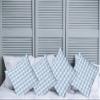 Ambesonne Checkered Decorative Throw Pillow Case Pack of 4, Gingham Motif with Little Hearts Pastel Blue Shower Theme, Cushion Cover for Couch Living Room Car, 16", Pale Blue White view 2
