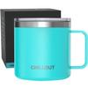 CHILLOUT LIFE Stainless Steel 16 oz Vacuum Insulated Coffee Mug with Handle and Lid, Large Thermal Camping Coffee Mug Cup with Durable Sliding Lid for Men & Women, Keeps your Beverages Hot/Cold view 1