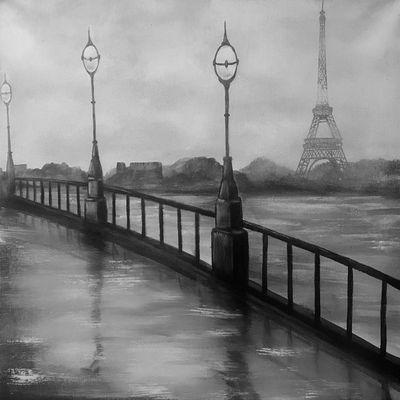 Buyartforless CAN EDC401 16x12 Canvas Wall Art, Gray