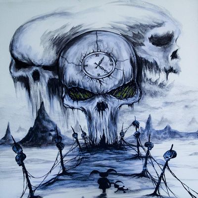 Buyartforless Canvas Mystery Girl Skull Time by Ed Capeau Art Painting Reproduction