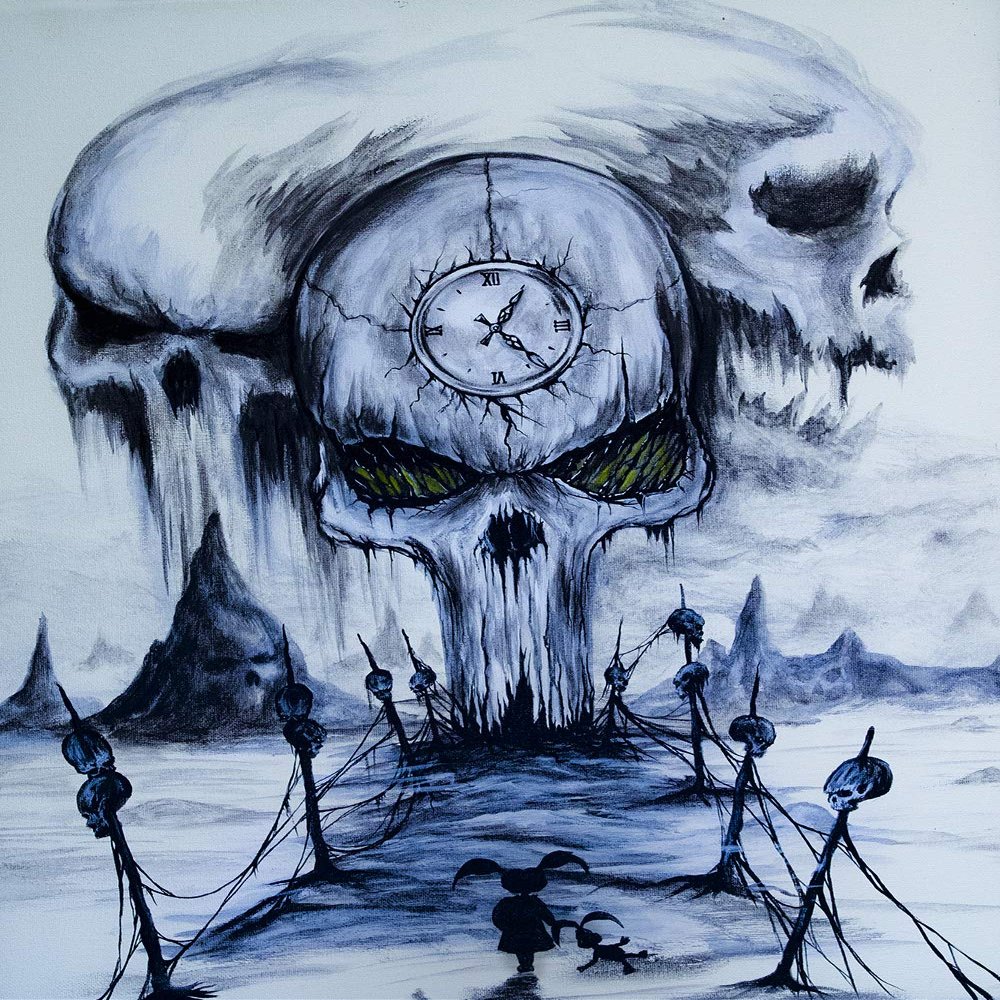 Buyartforless Canvas Mystery Girl Skull Time by Ed Capeau Art Painting Reproduction