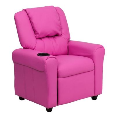 BOWERY HILL Faux Leather Recliner in Hot Pink