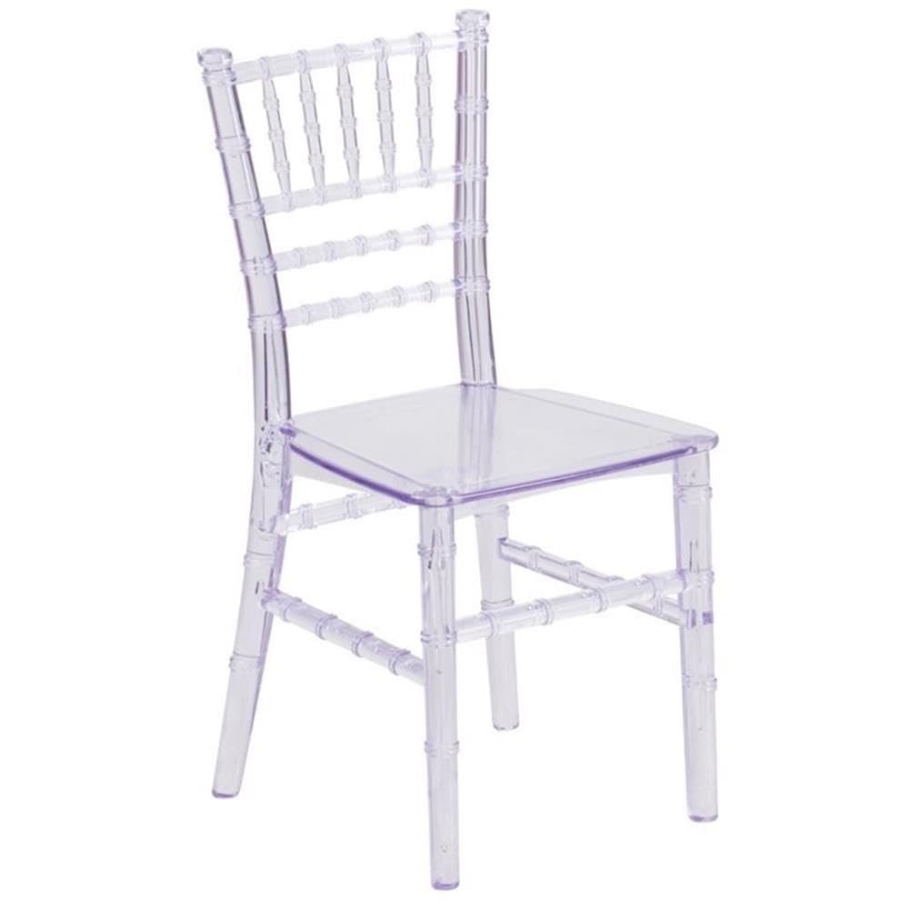 BOWERY HILL 12.5" Kids Chiavari Chair, Transparent Clear Resin, Sturdy Lightweight Design, Stackable up to 10 Chairs, Wobble-Free Frame, Ideal for Weddings, Banquets, Restaurants, and Events
