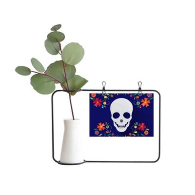 DIYthinker Flower Skull Illustrations Metal Picture Frame Ceramic Vase Decor
