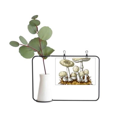DIYthinker Cute White Mushroom Pattern Illustration Metal Picture Frame Ceramic Vase Decor
