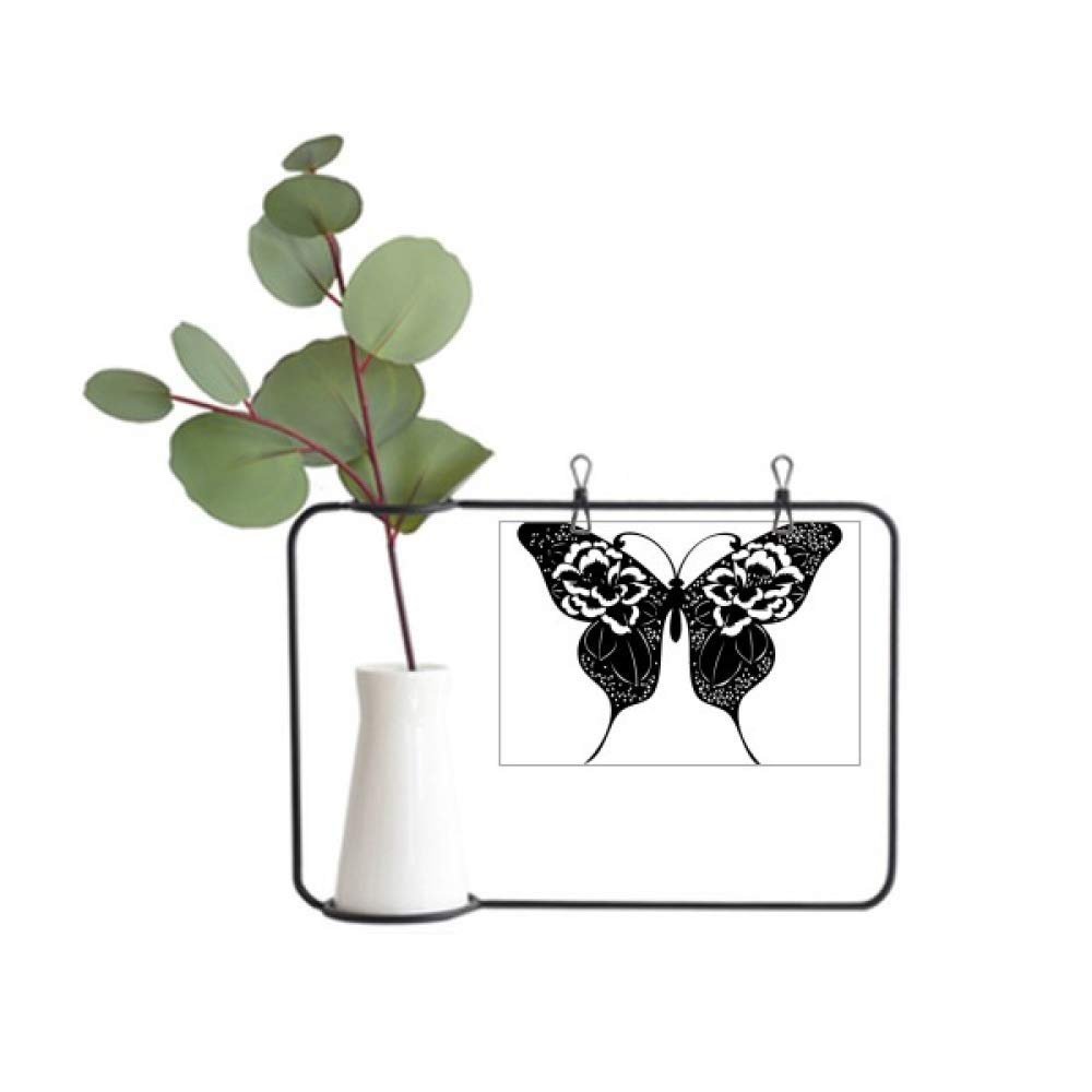 DIYthinker Butterfly with Rose Wings Metal Picture Frame Ceramic Vase Decor