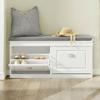 Haotian Shoe Storage Bench Entryway, Shoe Cabinet Bench with 2 Flip Drawers & Cushion, Modern Design Shoe Organizer for Hallway, White FSR64-W view 3