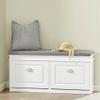 Haotian Shoe Storage Bench Entryway, Shoe Cabinet Bench with 2 Flip Drawers & Cushion, Modern Design Shoe Organizer for Hallway, White FSR64-W view 4