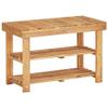 vidaXL Compact Shoe Rack - Solid Acacia Wood, 2-Shelf Storage Organizer/Bench, Natural Wood Color, Rustic Design, Easy Assembly, with Outstanding Durability, 27.5"x12.5"x18.1" Dimensions view 1