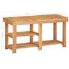 vidaXL Compact Shoe Rack/Bench, Solid Acacia Wood, 2-Shelf Storage Organizer, Durable and Rustic Design, Easy Assembly and Cleaning, 35.4"x12.5"x18.1" view 2