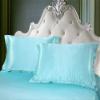 Comfort Bed Store Luxurious Soft Satin 5 Piece (1 Flat Sheet + 1 Fitted Sheet + 1 Duvet Cover + 2 Pillow Cases) Comfortable Bed Sheet Set with 19 inches Deep Pocket, Sky Blue, Queen view 3