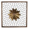 Benjara Metal Wall Decor with Wooden Frame and Leafy Flower, Bronze view 1