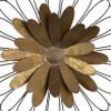 Benjara Metal Wall Decor with Wooden Frame and Leafy Flower, Bronze view 2