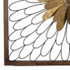 Benjara Metal Wall Decor with Wooden Frame and Leafy Flower, Bronze view 3