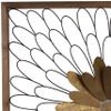 Benjara Metal Wall Decor with Wooden Frame and Leafy Flower, Bronze view 4