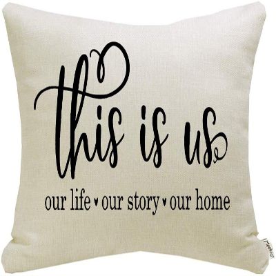 Meekio Farmhouse Pillow Covers with This is Us Quote 12" x 20" Farmhouse Rustic Dcor Lumbar Pillow Covers with Saying Housewarming Gifts Family Room Dcor