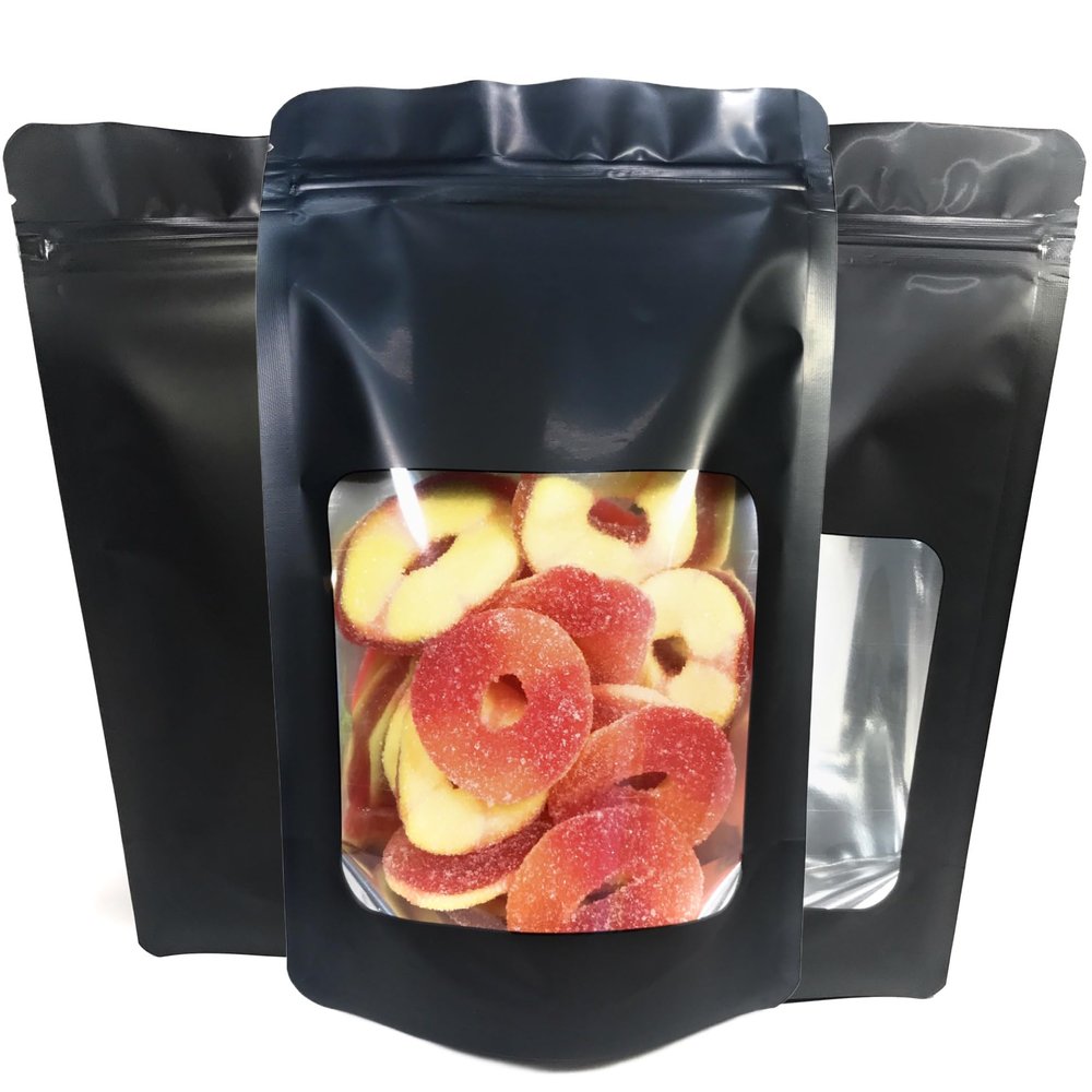 100 Pk Resealable Mylar Bags 4 Mil Stand Up Smell Proof Leak Proof Foil Pouch. Ultra Clear Window - Not Frosted or Foggy. Travel, Storage & Display. Food Grade ROYPACK (5" x 8" x 2.5")