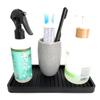 Happitasa Silicone Kitchen Sink Organizer Tray, Sponge Holder and Countertop Protector | Bathroom and Kitchen Soap Dish and Dispenser Tray (Black, 10"x5.25") view 3