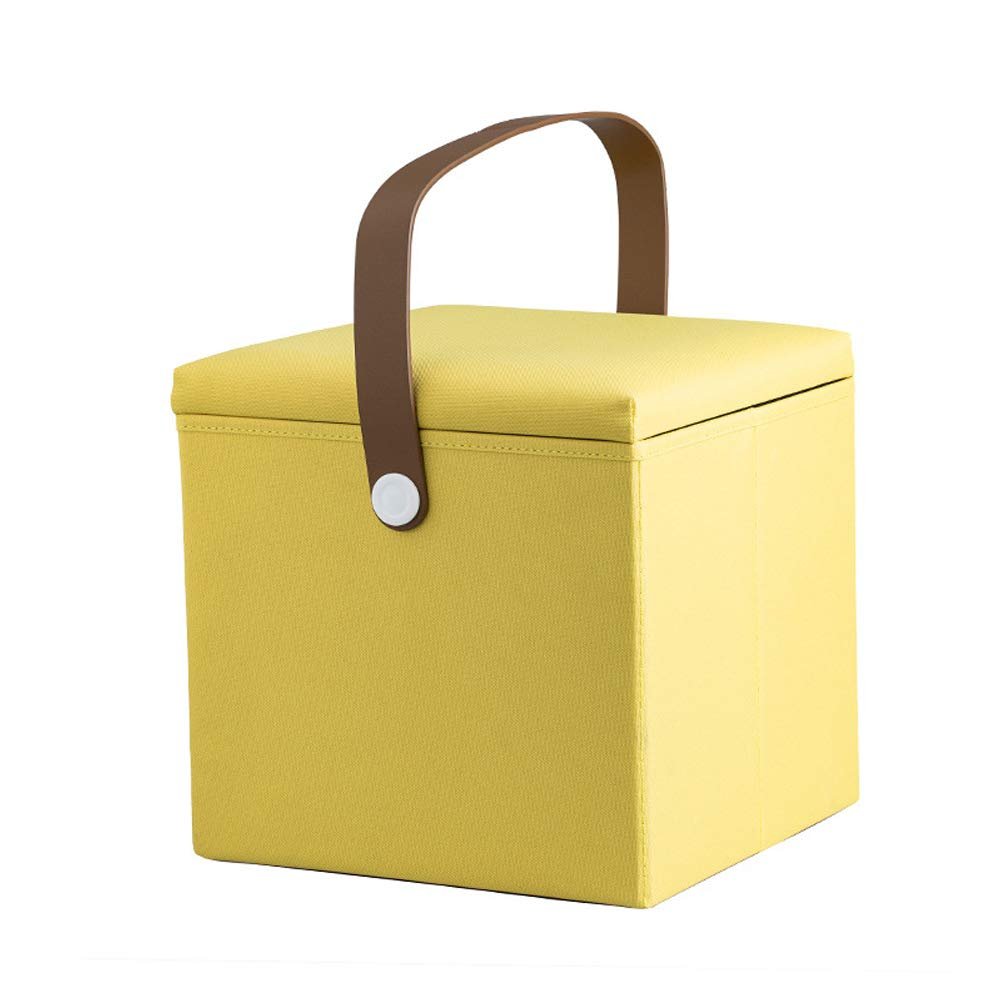 AnEssOil Square Storage Stool Storage Stool can sit Adult Sofa Soft Stool Shoe Stool Home Storage Box Storage Stool (Yellow)