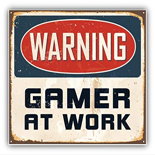 MAGNET Warning Gamer At Work Vintage Metal Sign Vinyl Magnet Bumper Refrigerator Sticker Magnet Flexible Reuseable Magnetic Vinyl 5"