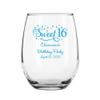 72 Pack Sweet Sixteen Stars Blue Stemless 9 oz Wine Glass view 1