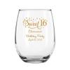 48 Pack Sweet Sixteen Stars Gold Stemless 9 oz Wine Glass view 1