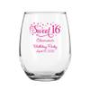 24 Pack Sweet Sixteen Stars Fuchsia Stemless 9 oz Wine Glass view 1