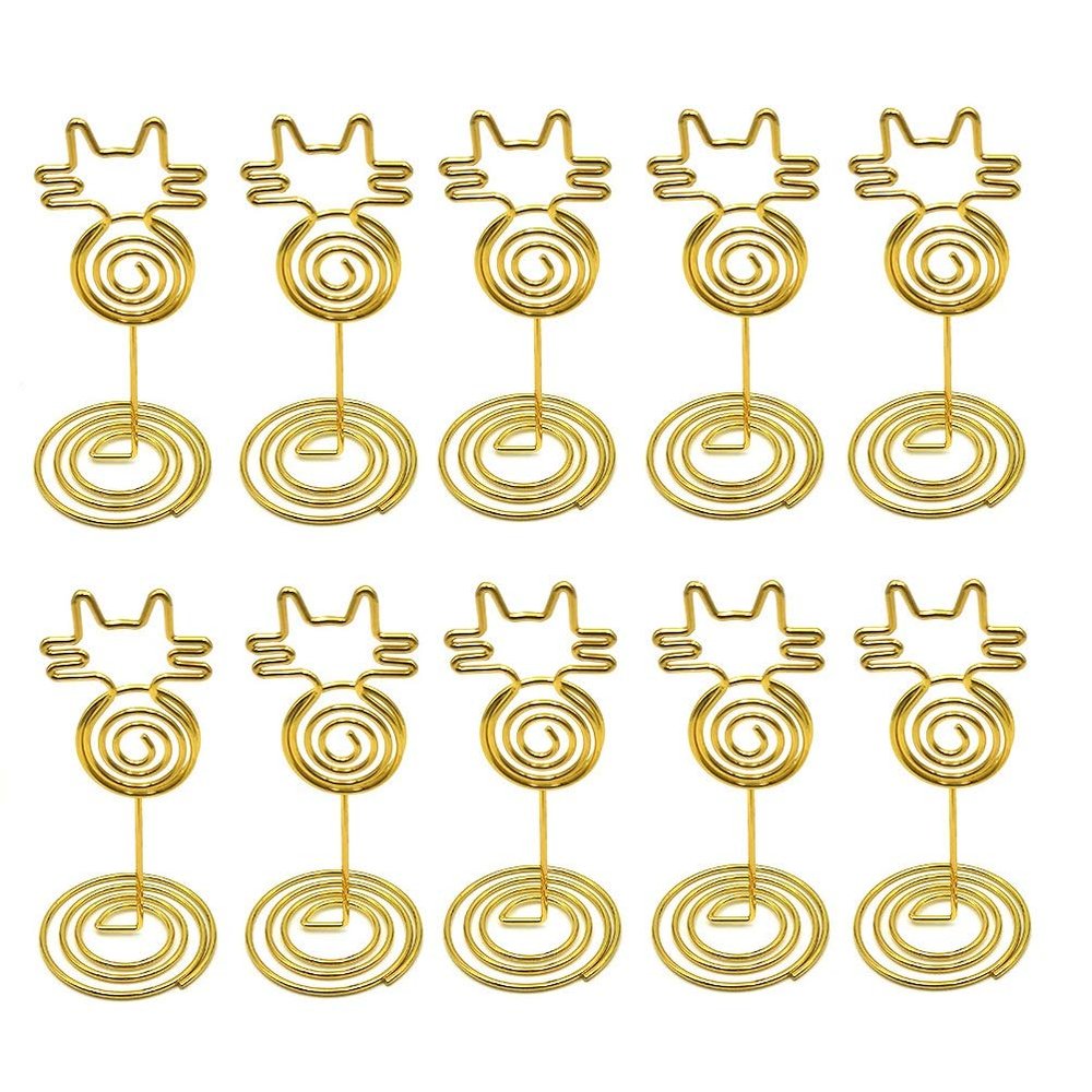 10 Pcs Cat Place Card Holders Gold Kitten Table Name Photo Stand Holders for Birthday Wedding Dinner Party