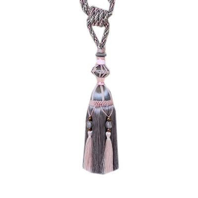 1 Pair Luxurious European Style Curtain Bandage Tassel Curtain Buckle Tassels Curtain Tiebacks Holdbacks Drape Tiebacks Rope (Pink Gray)