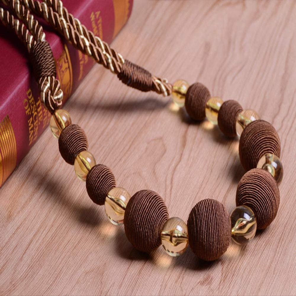 1 Pair Curtain Bandage Curtain Accessories Handmade High-Grade Beaded Curtain Tiebacks Holdbacks Drape Tiebacks Rope Bead Curtain Rope (Coffee)