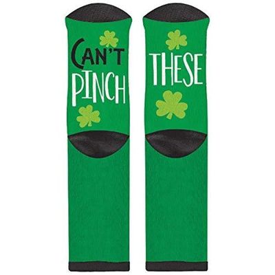 Amscan 3900619 "Can't Pinch These" Green Crew Socks - One Size
