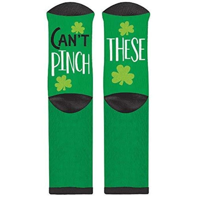 Amscan 3900619 "Can't Pinch These" Green Crew Socks - One Size