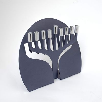 Custom colors Aluminum Hanukkah Menorah with bend design Matte finish