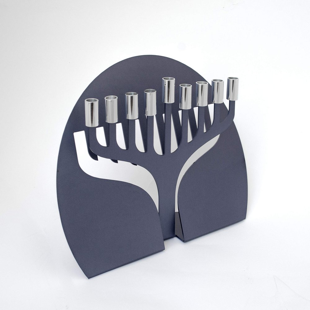Custom colors Aluminum Hanukkah Menorah with bend design Matte finish