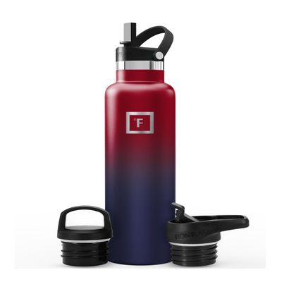 IRON FLASK Camping & Hiking Hydration Flask with Straw, BPA-Free Insulated Stainless Steel Sports Water Bottle - 24 oz Dark Rainbow