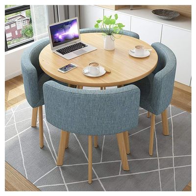 Reception Negotiation Table Dining Table and Chair Set of 4 Cafe Library Office Beauty Salon Leisure Table Removable Living Room Upholstered Chair Wood Grain Table and Chairs + 4 Purple Chairs