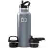 IRON FLASK Camping & Hiking Hydration Flask with Straw, BPA-Free Insulated Stainless Steel Sports Water Bottle - 24 oz Graphite view 1