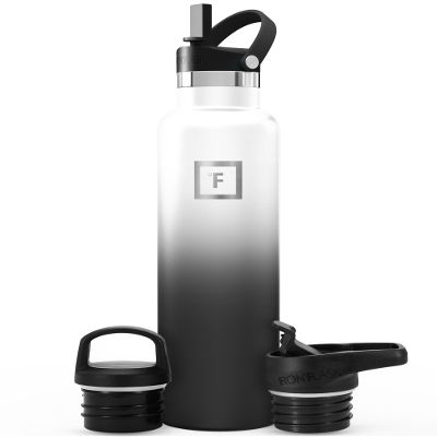 IRON FLASK Camping & Hiking Hydration Flask with Straw, BPA-Free Insulated Stainless Steel Sports Water Bottle - 24 oz Day & Night