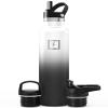IRON FLASK Camping & Hiking Hydration Flask with Straw, BPA-Free Insulated Stainless Steel Sports Water Bottle - 24 oz Day & Night view 1