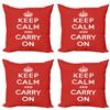 Ambesonne Keep Calm Decorative Throw Pillow Case Pack of 4, Bicolour Composition Carry on Text Royal UK Crown Calligraphic Image, Cushion Cover for Couch Living Room Car, 24", Red White view 1
