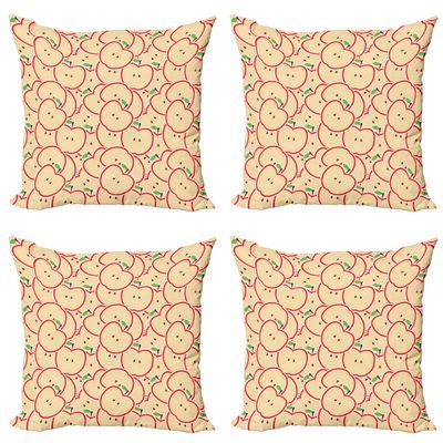 Ambesonne Fruits Throw Pillow Cushion Case Pack of 4, Healthy Refreshing Fruit from Orchard Abstract Cartoon Drawing Organic, Modern Accent Double-Sided Digital Printing, 16", Apple Green
