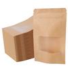 Kingrol 300 Pack 3.5 x 5.5 Inch Mini Kraft Paper Bags with Resealable Lock Seal Zipper &Transparent Window, Stand Up Food Bags view 1