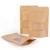 Kingrol 300 Pack 3.5 x 5.5 Inch Mini Kraft Paper Bags with Resealable Lock Seal Zipper &Transparent Window, Stand Up Food Bags view 2