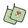 Caroline's Treasures CK4415PTHD Boxer Green Flowers Pair of Pot Holders Kitchen Heat Resistant Pot Holders Sets Oven Hot Pads for Cooking Baking BBQ, 7 1/2 x 7 1/2 view 1